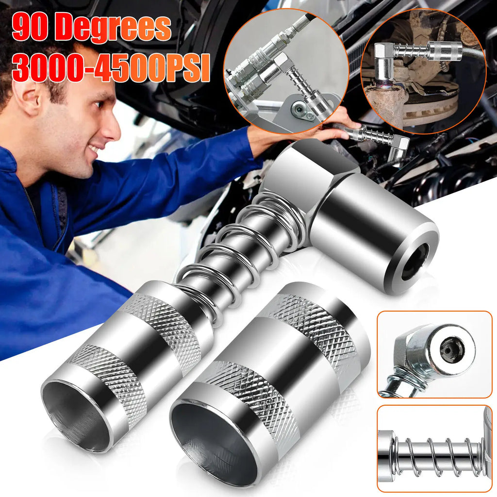 90 Degree Grease Coupler Fitting Tool Adapter Nozzle Lubrication