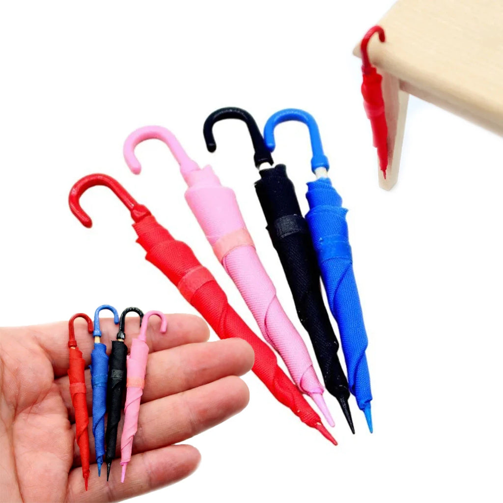 Dollhouse Mini Umbrella 1:12 Scale Fairy Garden Accessory (1–4 Pcs)