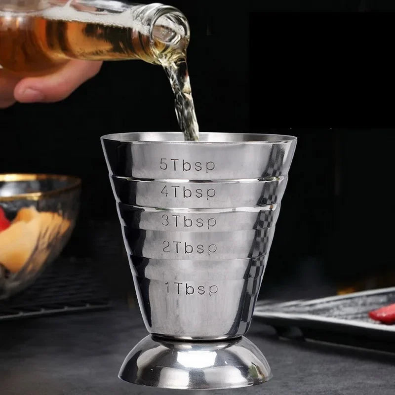  1pc 75ML Stainless Steel Measuring Cup Cocktail Tools Mixing Drink Accessories Three Scale Wine Measuring Cups For Home Party Zpaxo