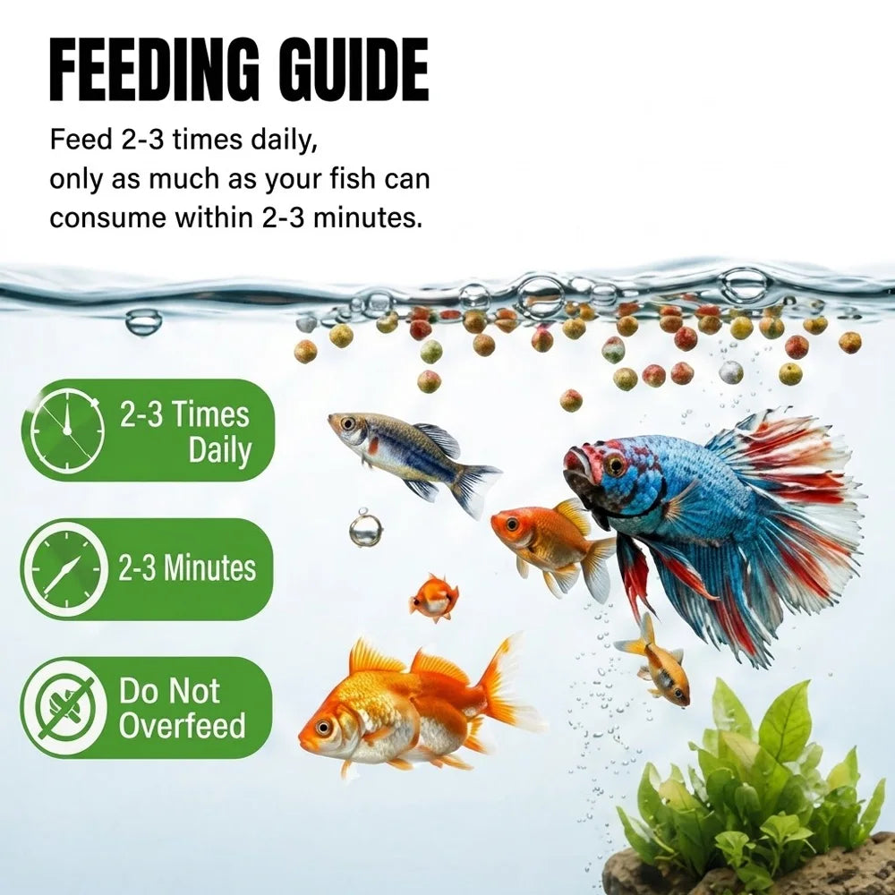60g/150g Small Tropical Fish Food 0.5-1.5mm Micro Pellets Clear Water Zero Dust Aquarium Nutrition Feed for Guppy Tetra Betta Zpaxo
