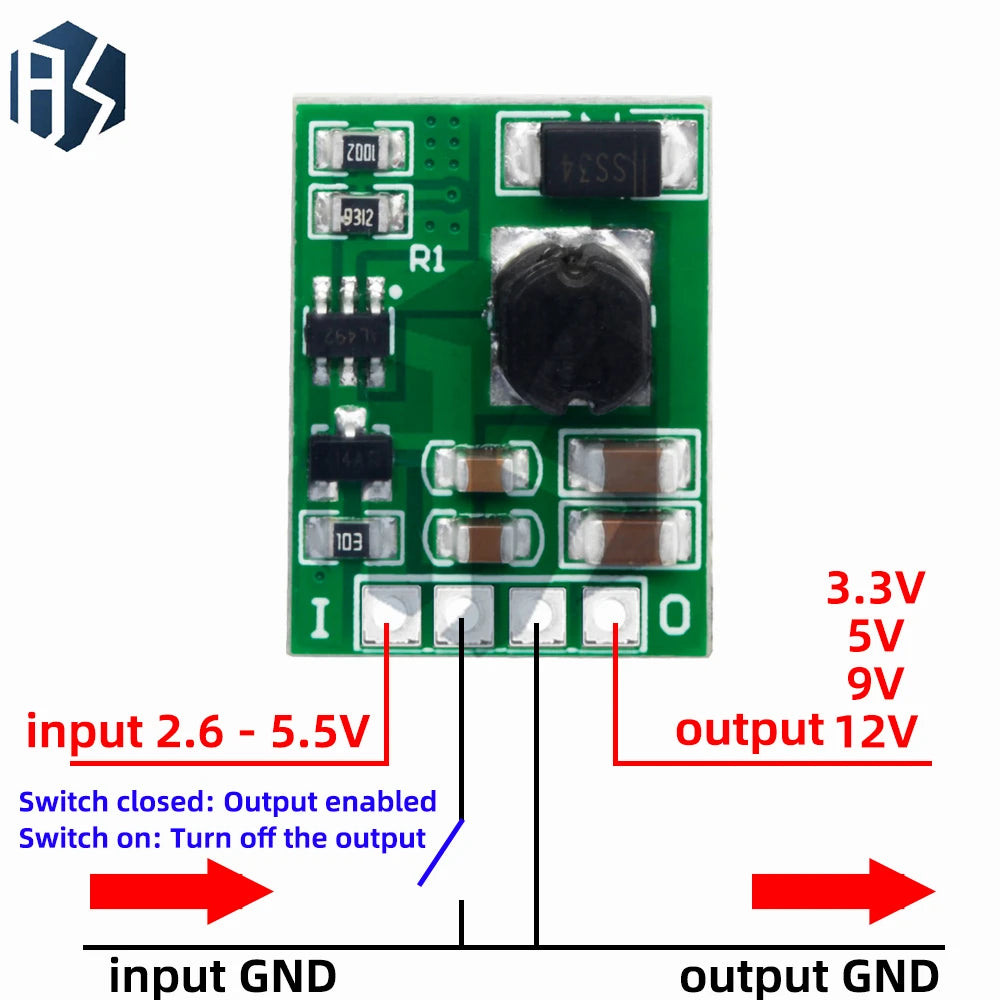 Enable OFF DC-DC 3V 3 7V 4 2V 5V 9V 12V Step-up Boost Converter Zpaxo