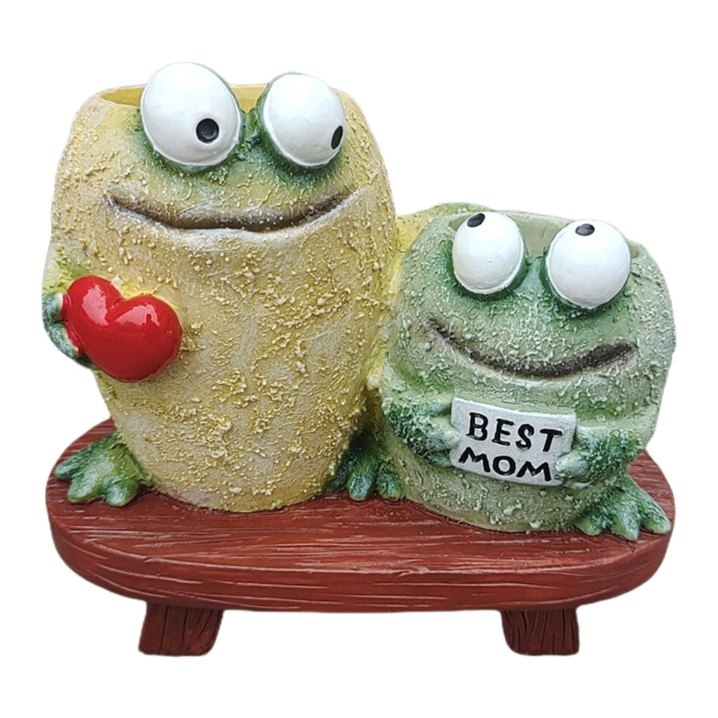 Funny Resin Frog Planter Cute Expression Multi-purpose Flower Statue