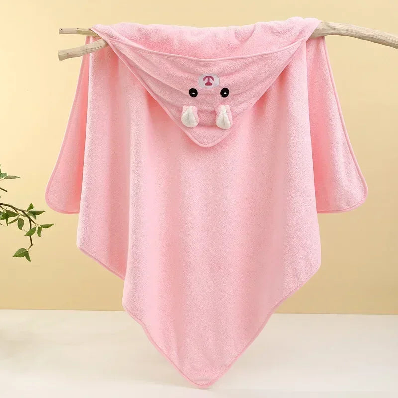 Soft Hooded Baby Bath Towel – Newborn Swaddle Wrap Blanket Hooded Baby Towel Zpaxo Pink 80x80cm