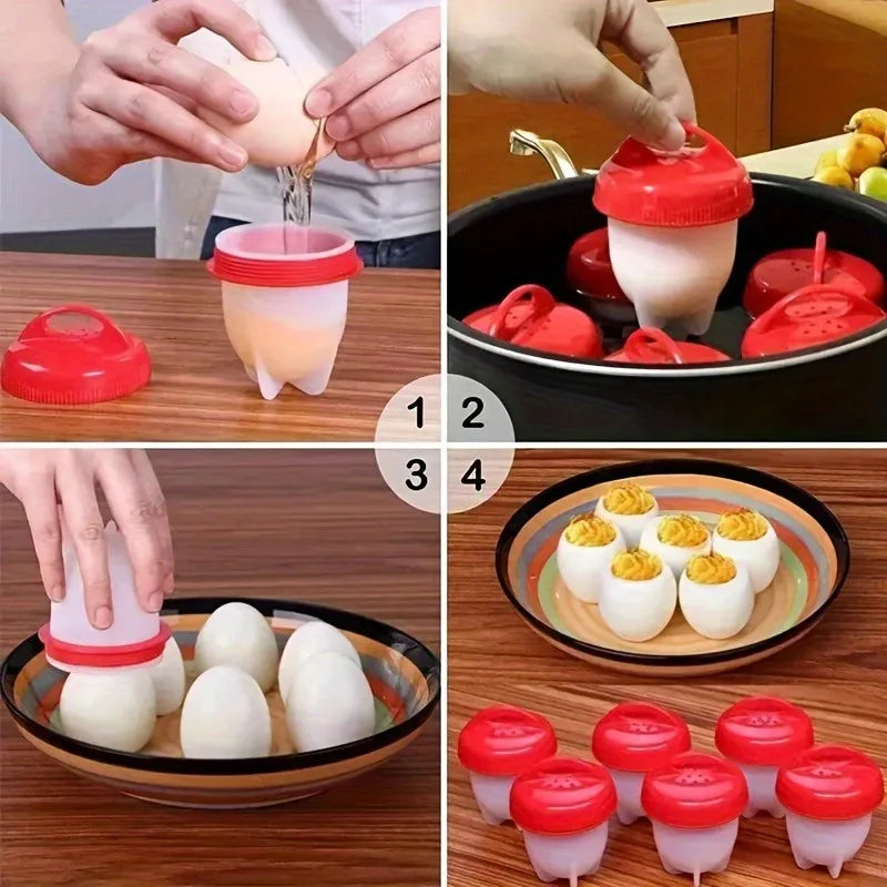 6-Piece Silicone Egg Poachers Non-stick Heat-resistant Cooking Cups