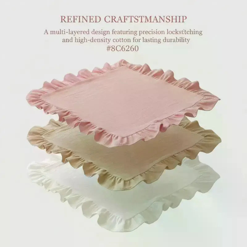 Pink Blue Stripe Ruffle Placemat Set Cute Table Decor For Kitchen Dining Room Br Zpaxo
