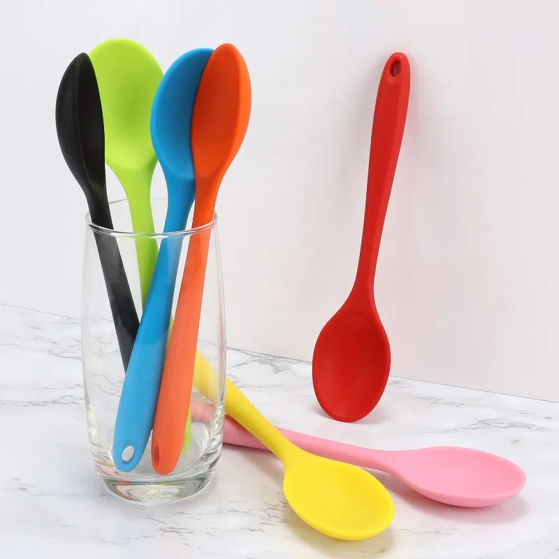 Hot Silicone Spoon Tableware Small Mixing Spoon Denser Salad Seasoning Denser Spoon Kitchen Small Tool Zpaxo