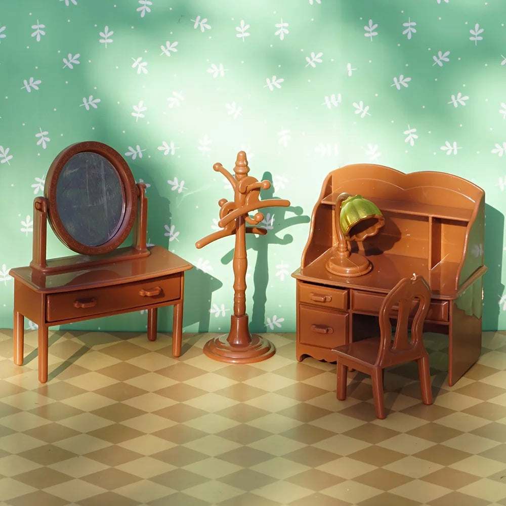 Miniature Planting Scene Vintage Dressing Table Bedroom Dollhouses