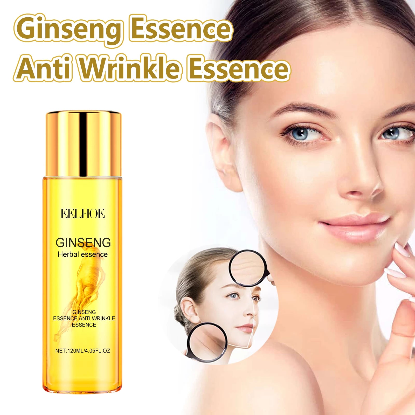 EELHOE Ginseng Anti Wrinkle Serum Polypeptide Anti-Ageing Essential Oil Tighten Moisturizing Smooth Skin Reduce Fine Lines Zpaxo