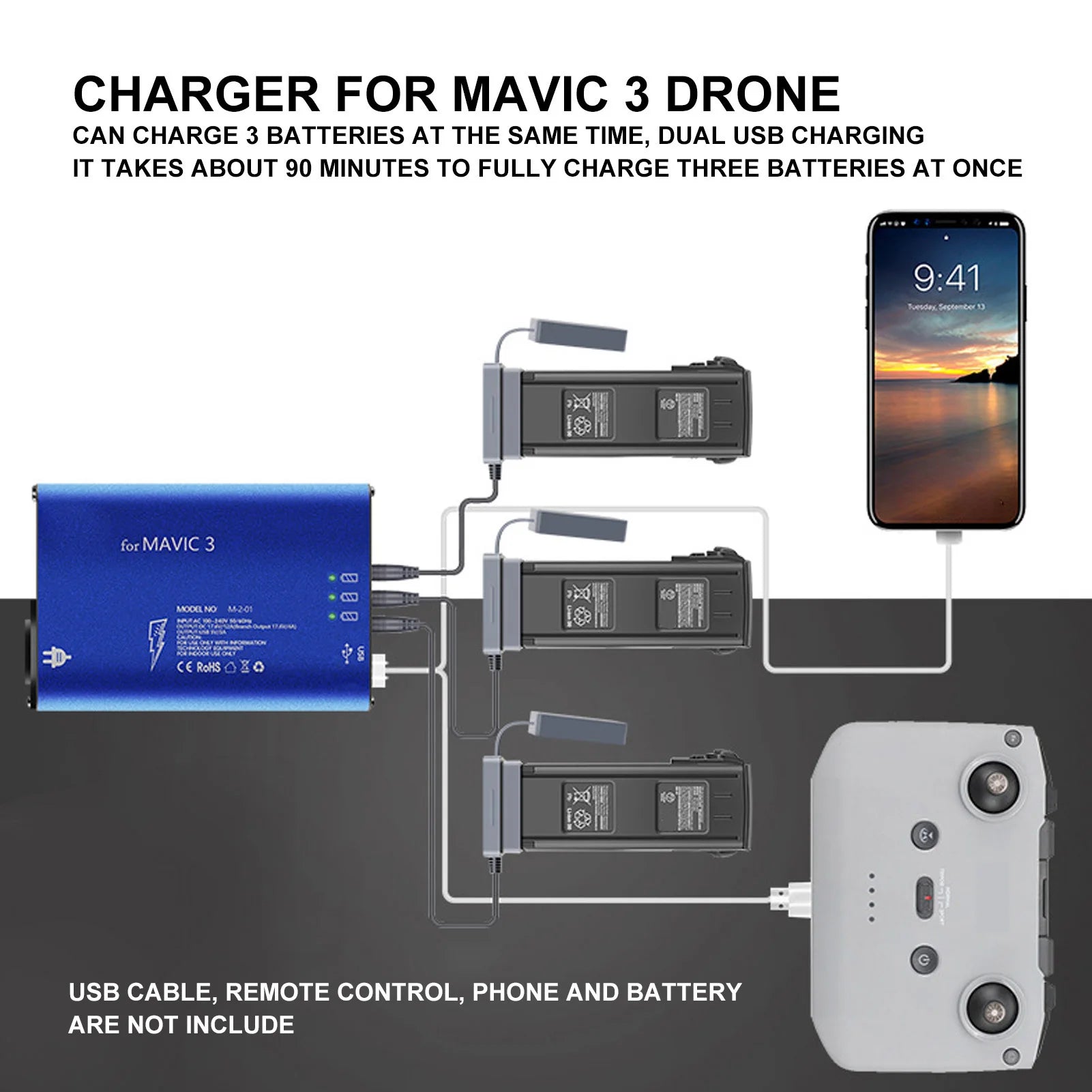 Drone Battery Aluminum Alloy Electronic Components Blue UAV Charging