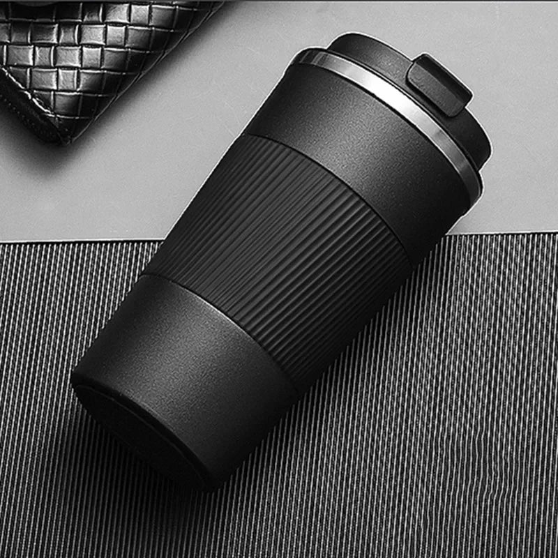 380ml/510ml Double Stainless Steel 304 Coffee Thermos Mug Leak-Proof Non-Slip Car Vacuum Flask Travel Thermal Cup Water Bottle Zpaxo black 510ml