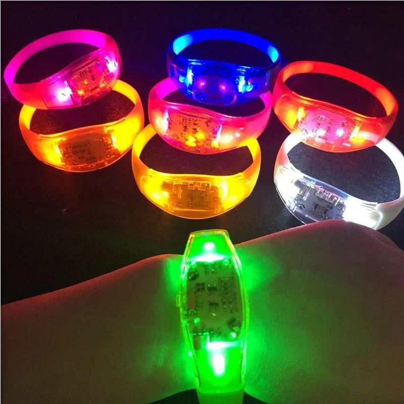 Led Sound Control Bracelet Flashing Wristband Vibration Glow Dark
