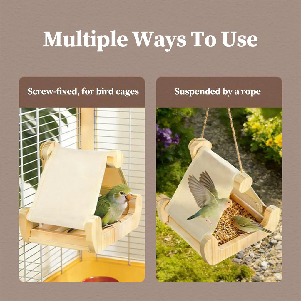 Bird Hammock Wooden Sleeping Drawer Tray Multifunctional Conure Bed