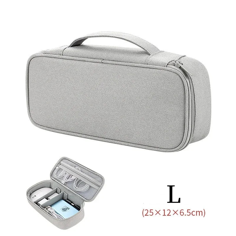 Large Size Travel Organizer Bag Cable Storage Organizers Pouch Carry Case Portable Waterproof Storage Bags for Cable Cord Zpaxo Grey L