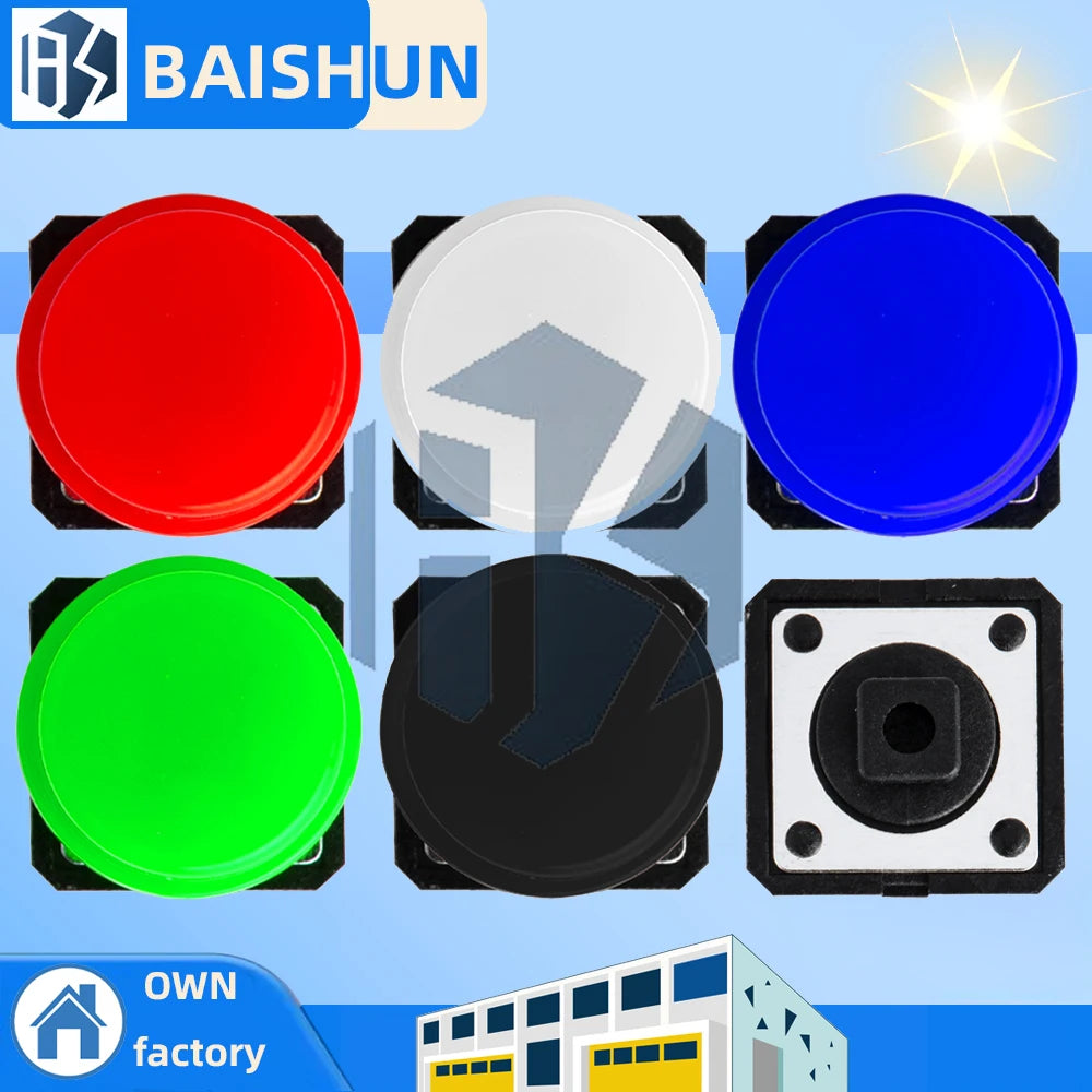 12×12×7.3mm Mini Momentary Micro Switch (1/5PCS) – Tactile Push Buttons w/RGB Knobs (Device Control Accessory Kit) Zpaxo