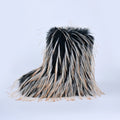Women Faux Fur Boots Winter Fluffy Plush Warm Mid Calf Snow Boots Luxury Fashion Furry Boots Comfortable Outdoor Flat Shoes Zpaxo YELLOW 41