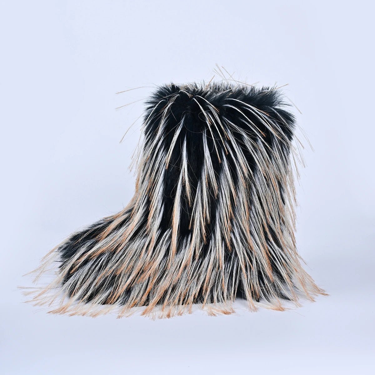 Women Faux Fur Boots Winter Fluffy Plush Warm Mid Calf Snow Boots Luxury Fashion Furry Boots Comfortable Outdoor Flat Shoes Zpaxo YELLOW 41