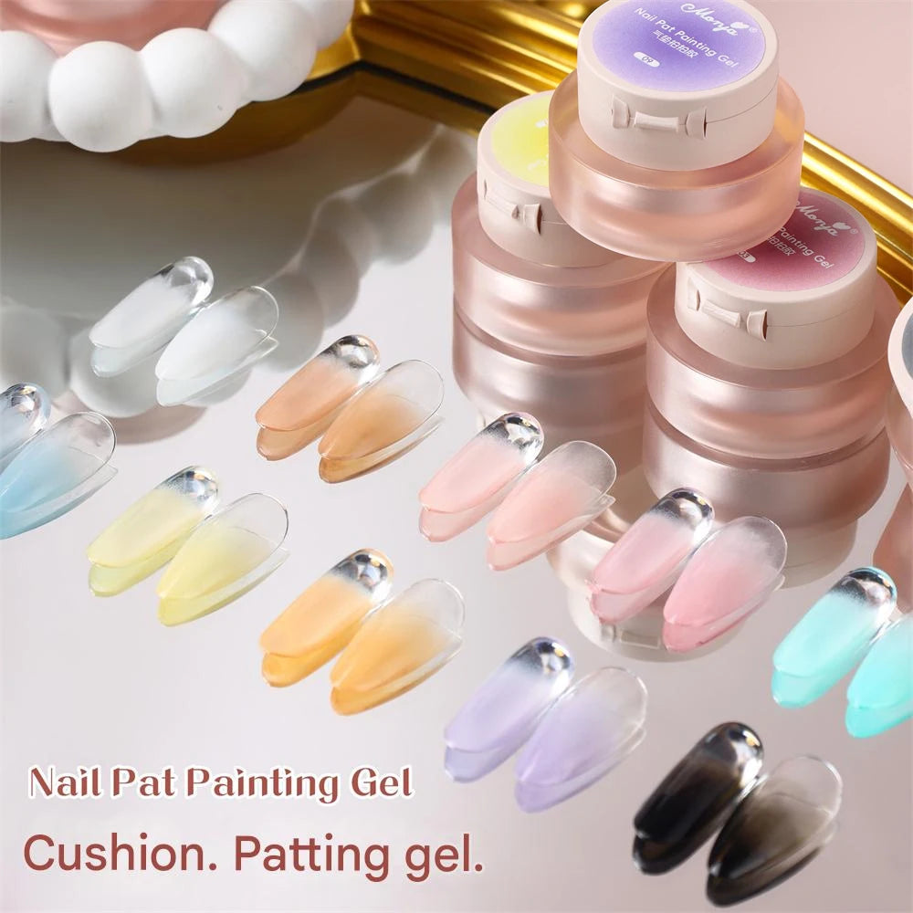 1Jar Cushion Patting Gel Polish Ombre Black White Peach Pat Nail Zpaxo