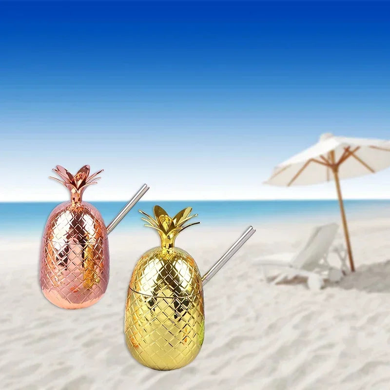 450ml Pineapple Cocktail Cup with Stainless Steel Straw Novelty Cocktail Cup Zpaxo