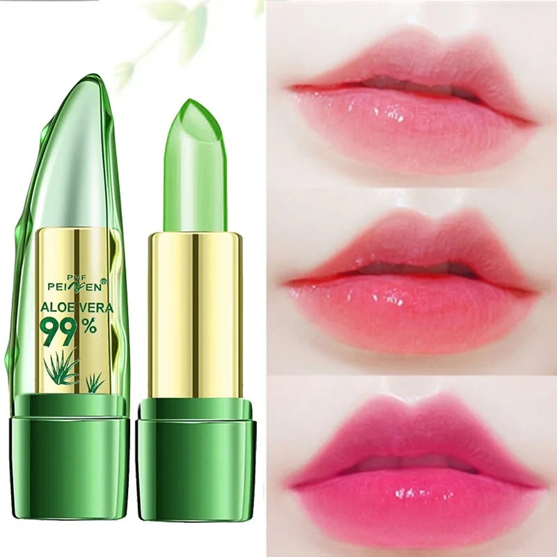 Aloe Vera Lipstick Natural Temperature Change Color Jelly Lip Balm Long Lasting Moistourizing Nutritious Lips Protection Makeup Zpaxo