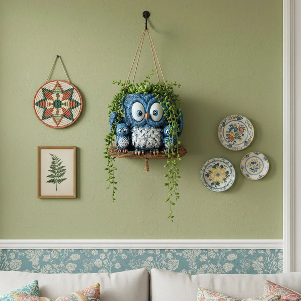 Plant Pots Cute Owl Resin Flowerpot Wall Planter Indoor Plants Home