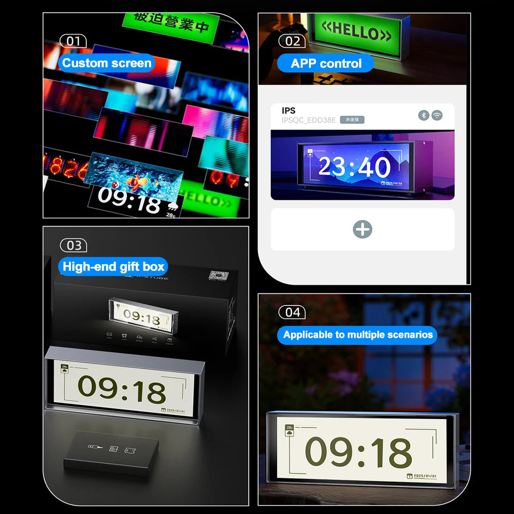 RGB Quantum Clock Night Light Smart IPS APP Control Color Dispaly Screen DIY Gaming Desktop Lamp For Home Decoration Gift Zpaxo