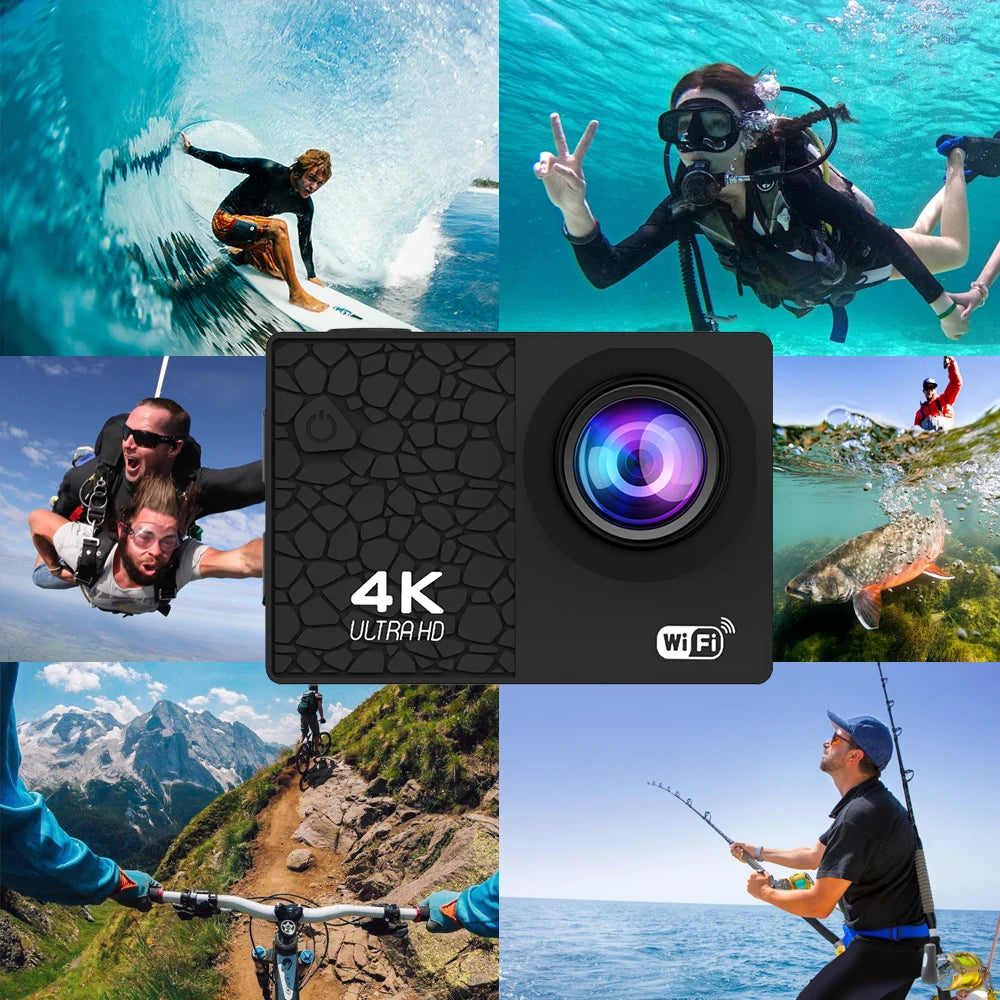 4K/30fps Ultra HD Action Camera WiFi 2.0-inch Waterproof Helmet Video Recording Camera Sports Camera Outdoor Mini Portable Cam Zpaxo