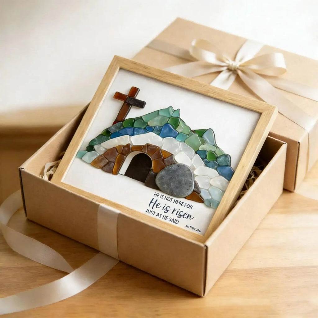 Easter Ornaments Retro Rustic Table Centerpieces Religious Picture Frames for Desk for Indoor Home Bedroom Bookshelf Windowsill Zpaxo