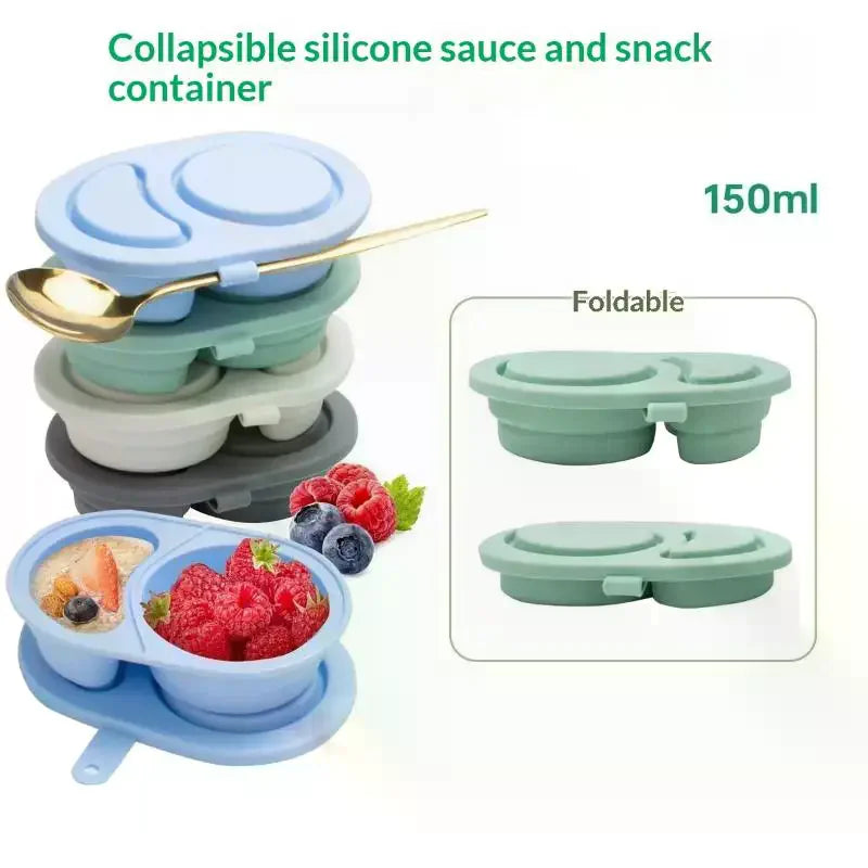 Silicone Snack Containers Lids Foldable Reusable Snackle Box Double Zpaxo