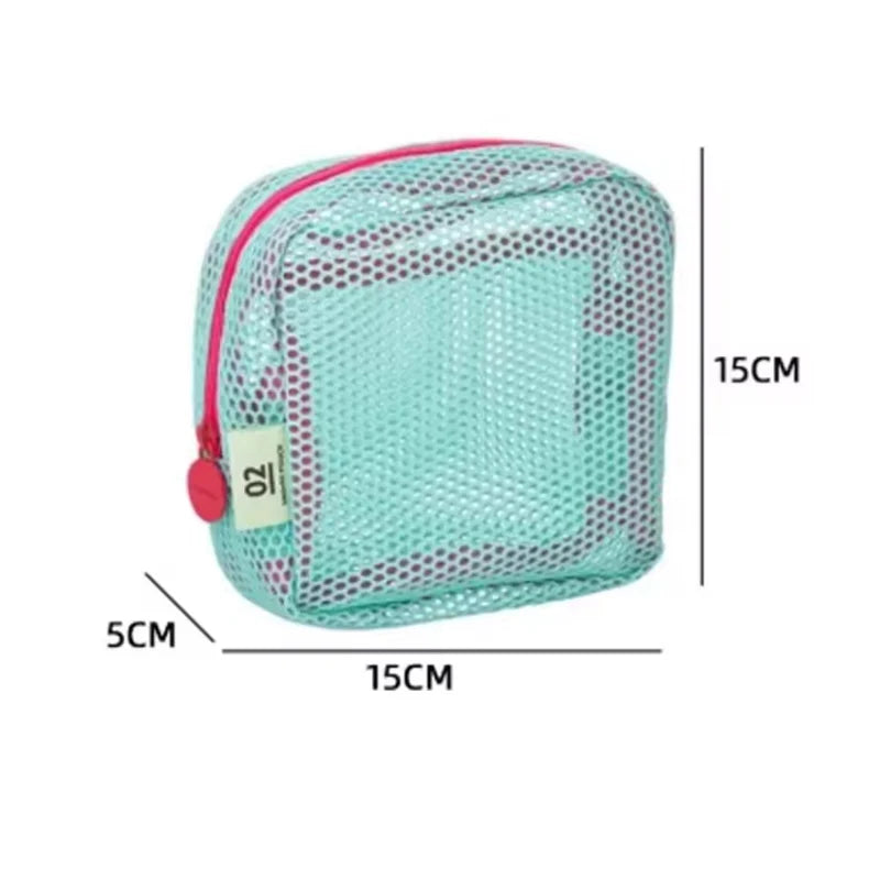 Vibrant Dopamine Mesh Makeup Organizer Bag Large Capacity Travel