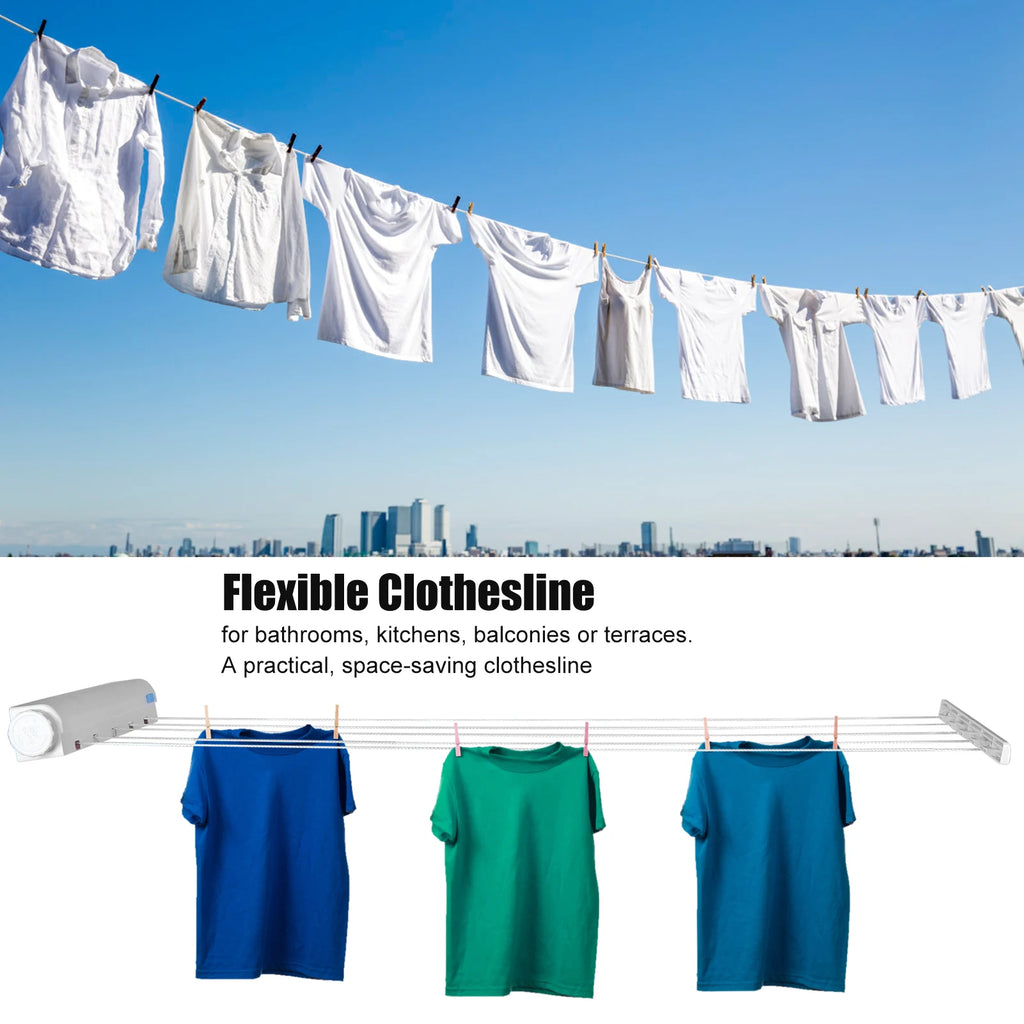 Telescopic Retractable Clothesline Clothes Drying Rope Hanger Indoor