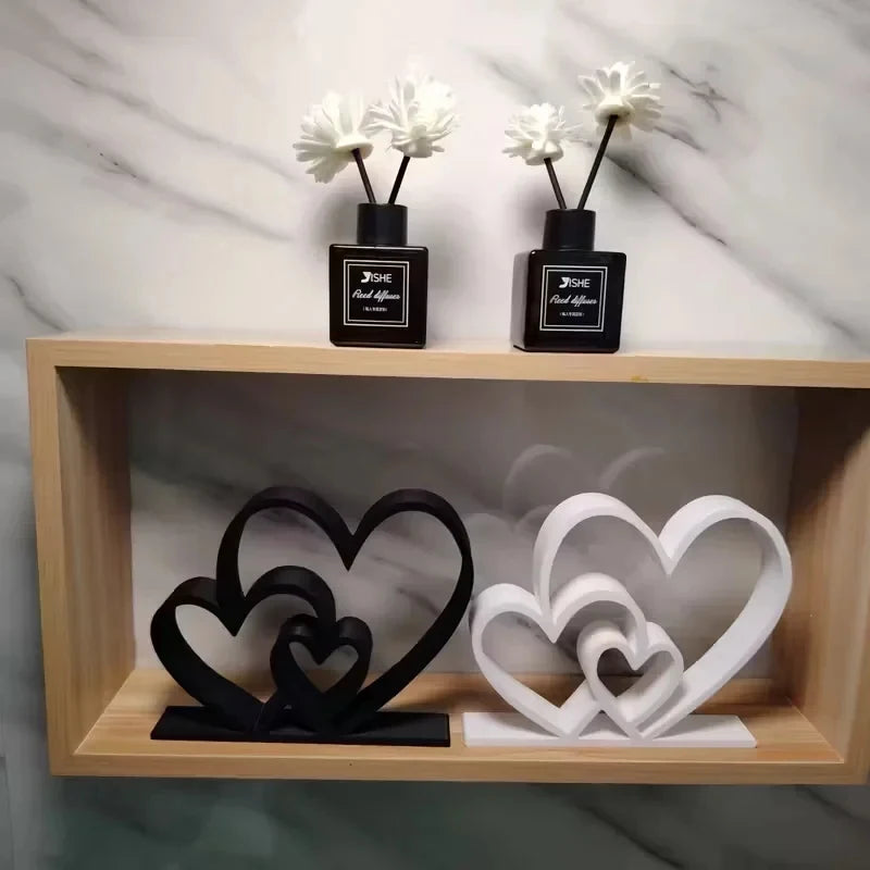 Nordic-Style 3D Heart Ornament, Statue, Minimalist Geometric Desk Decoration, Valentine's Day Gift, Home Decor