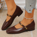 Women Flats 2025 Mary Jane Shoes for Women Fashion Medium Heeled Women Single Shoes Comfortable Ballet Loafers Zapatos De Mujer Zpaxo Brown 42