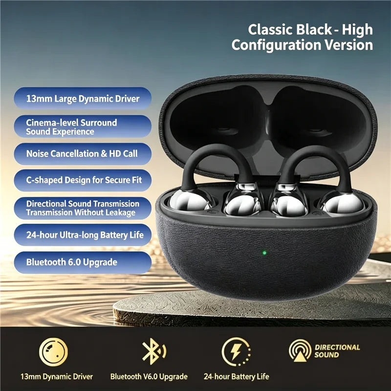 KEBIDUMEI Open-ear Wireless Headphones Bluetooth 6 0 Earphones Mic