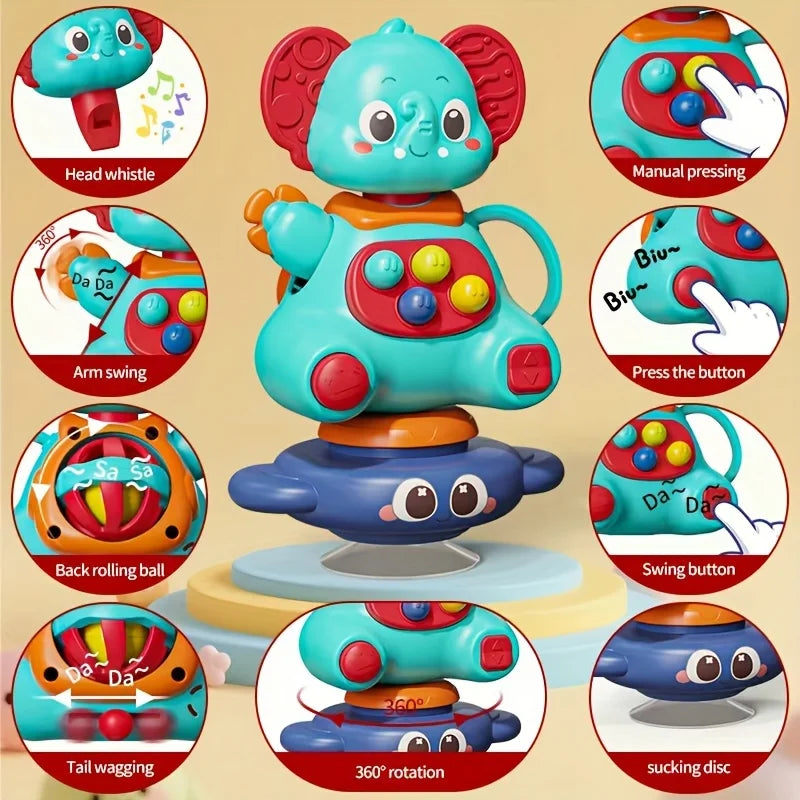 Blue Elephant Gyro Toy Huge Suction Cup That Can Rotate 360 Degrees