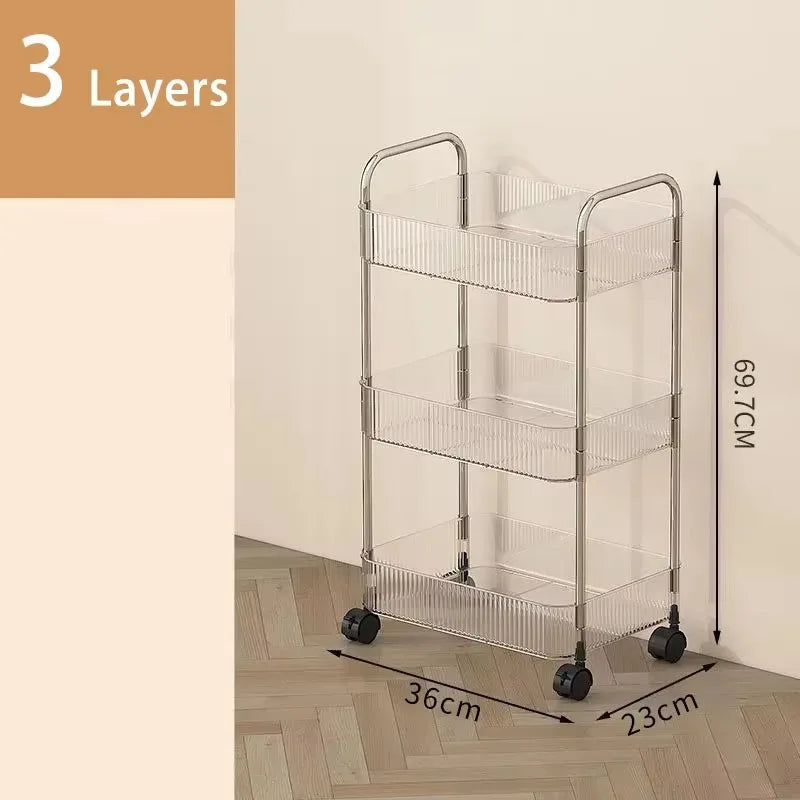 2 3 4 Tiers Mobile Shelf Wheel Multi-layers Storage Rack Home Trolley