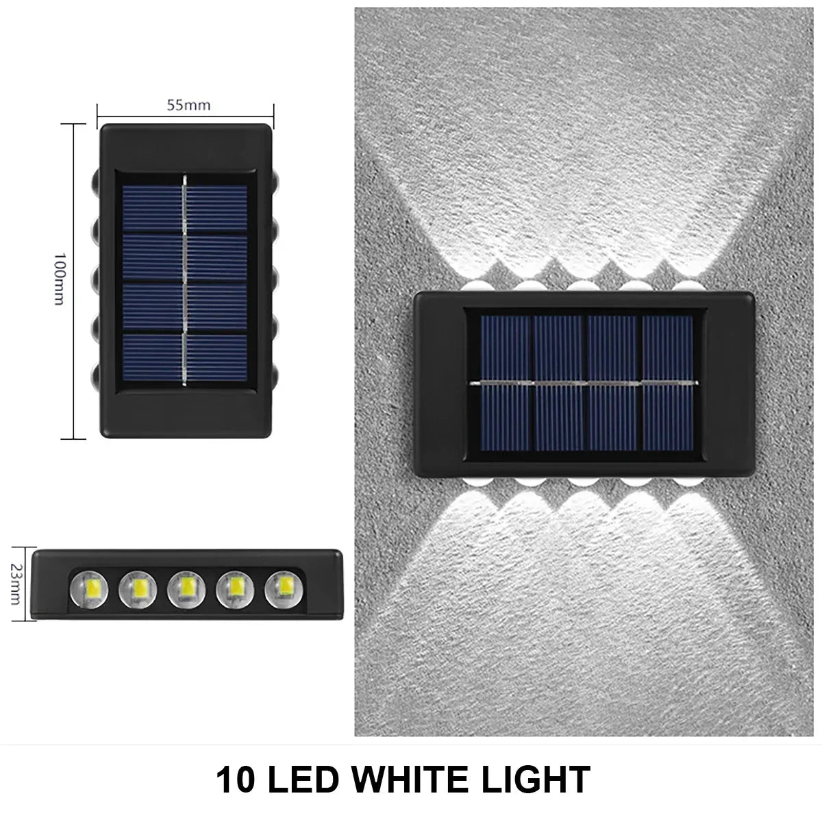 Solar LED Light Outdoor Waterproof Wall Lamp Dusk Dawn Fence Lighting Zpaxo 10LED-WHITE 2PCS