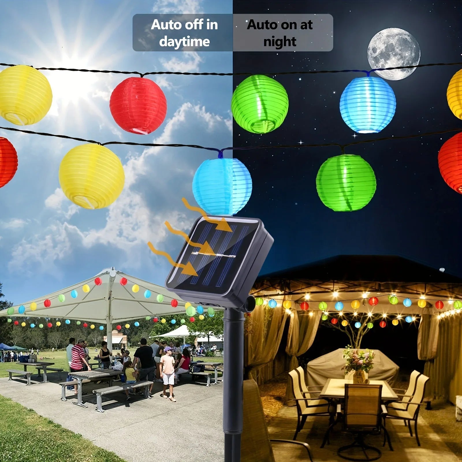 Solar Lantern String Lights Waterproof Outdoor LED Garland Fairy Light Patio Garden Decoration Light for Christmas Wedding Party Zpaxo