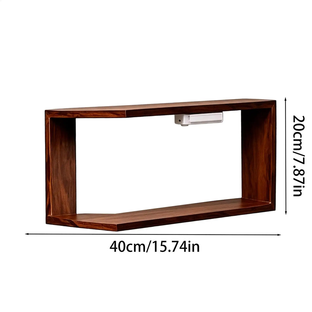 Corner Shelf L Shaped Rustic Storage Organizer LED Lights Floating