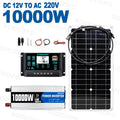Plug&Play Complete Off-Grid 10000W Solar Kit Flexible Panel 1100W Inverter 100A Controller Accessories Included for RV/Home Zpaxo 220V Solar Kit