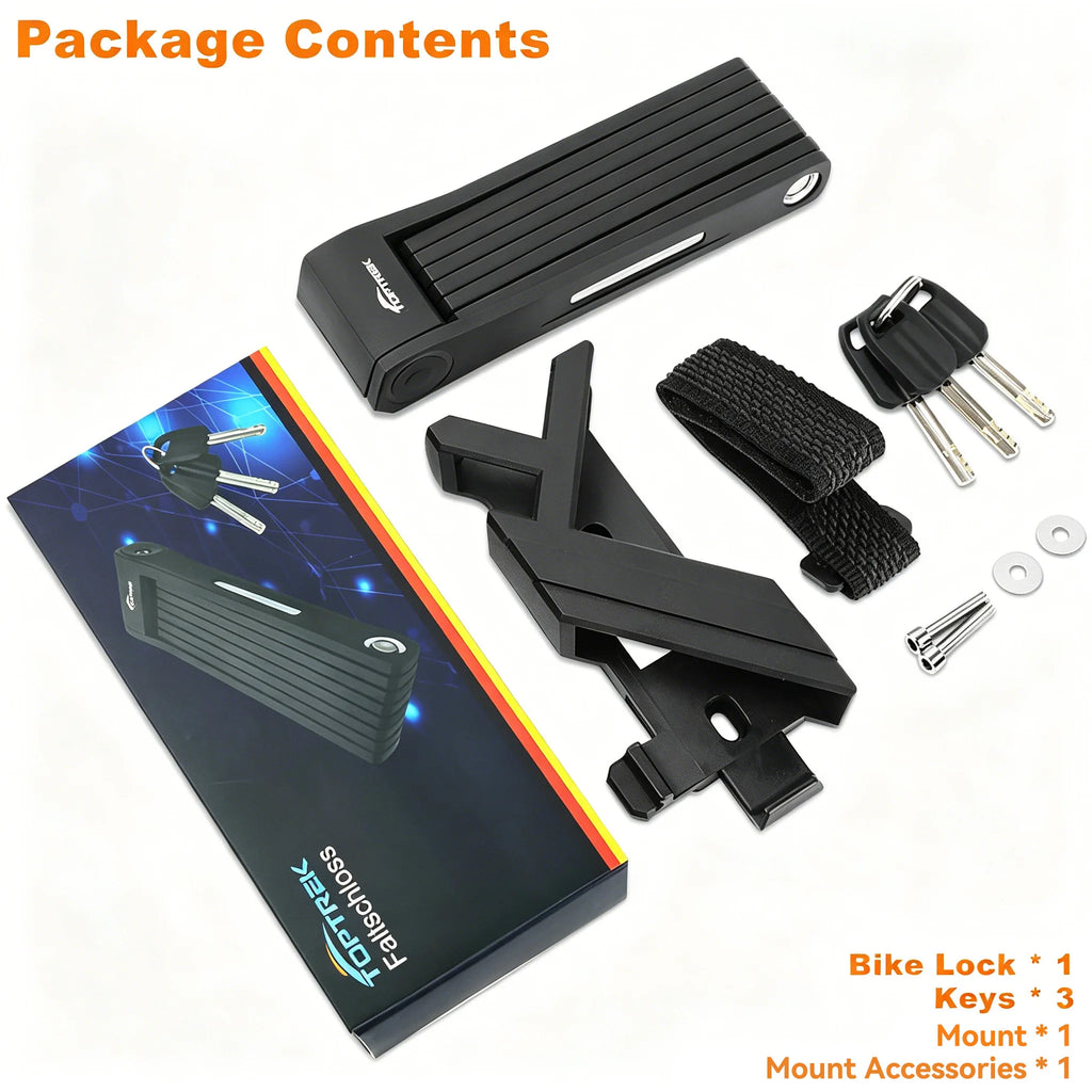 TOPTREK NewPortable Foldable Bike Lock 100CM Reflective Hexagon Hardened Steel Anti-theft Lock for Bicycle E-Bike Motorcycle MTB Zpaxo