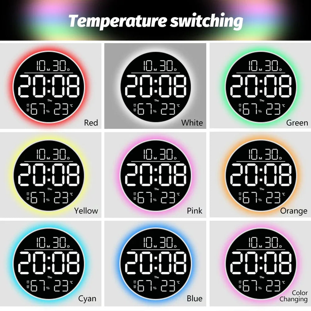 LED Multi-Function Wall Clock with Digital Display and Automatic DST Adjustment Remote Control Alarm Clocks Wall Light Clock Zpaxo