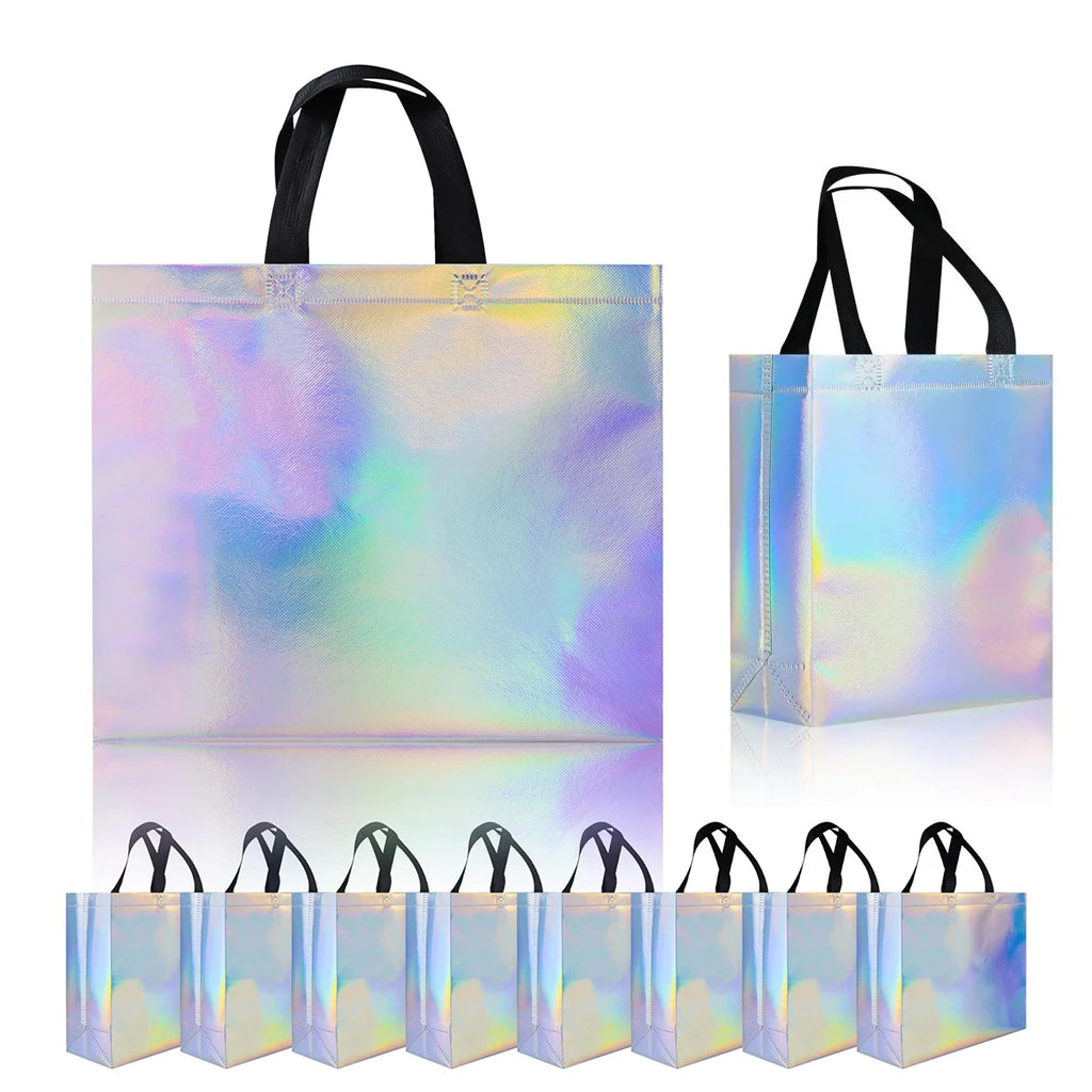 Iridescent Gift Bags with Handles – Shimmer Tote 5/10/15 PCS