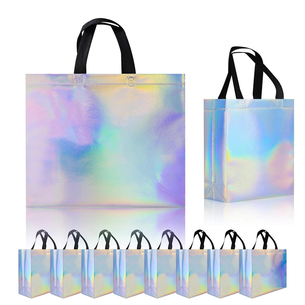 Iridescent Gift Bags with Handles – Shimmer Tote 5/10/15 PCS