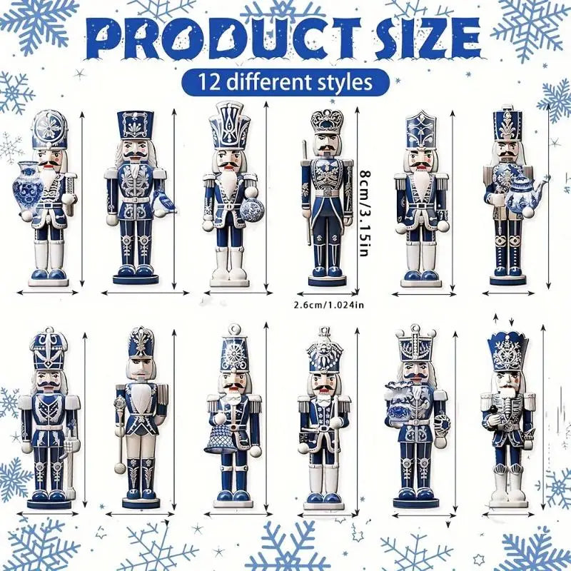 12PCS Nutcracker Wooden Decorative Set - New Year Christmas Gift, Party Decoration And Home Decor Xmas Tree Hanging Ornament Zpaxo A