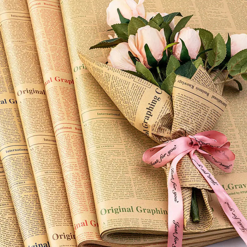 Vintage Newspaper Kraft Gift Wrapping Paper 50×70cm | Brown Wrap