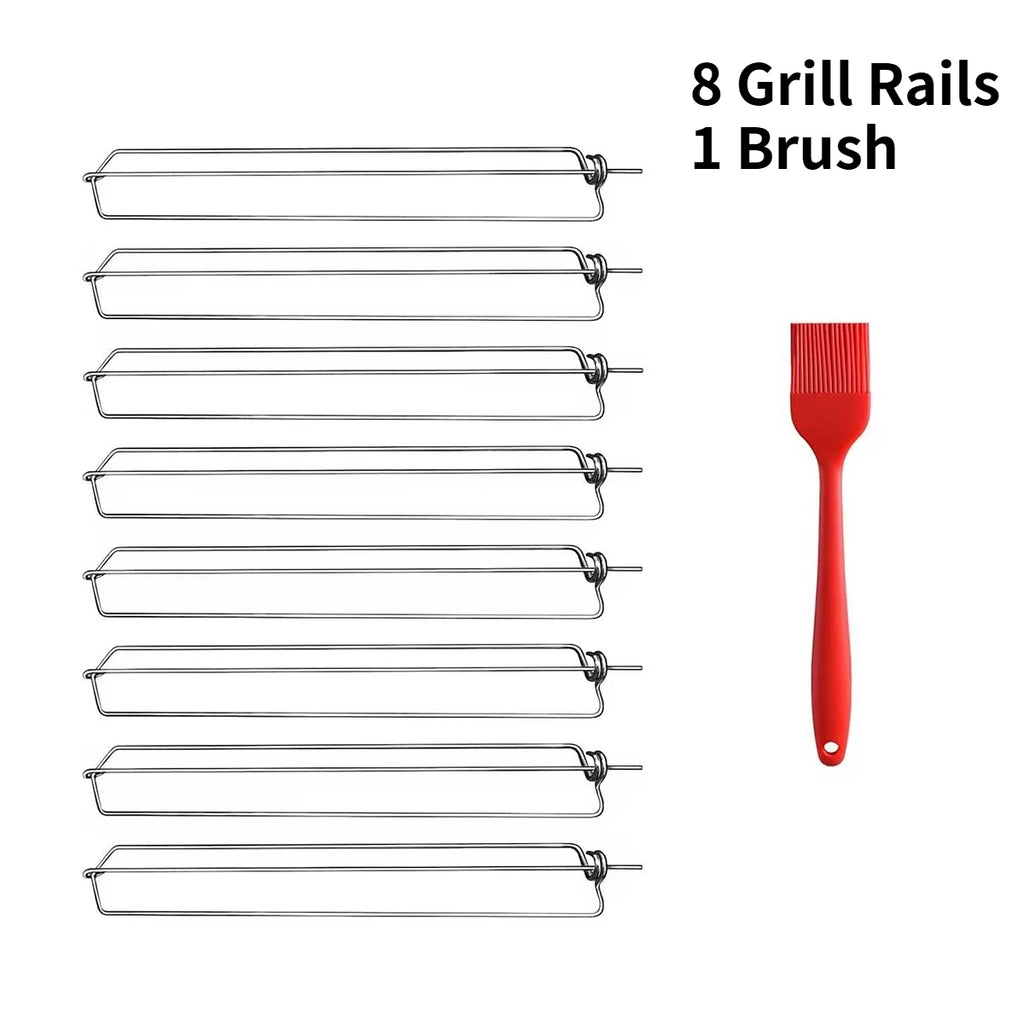 8-Pc Chicken Wing Grill Rails & Silicone Brush – BBQ Clamp Set