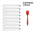 8-Pc Chicken Wing Grill Rails & Silicone Brush – BBQ Clamp Set
