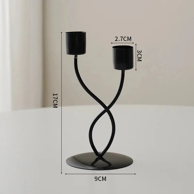 2026 New European Style Candlelight Dinner Decoration, Home Dining Table Decoration, Living Room Iron Decoration, Candle Holder Zpaxo 2 heads - Black