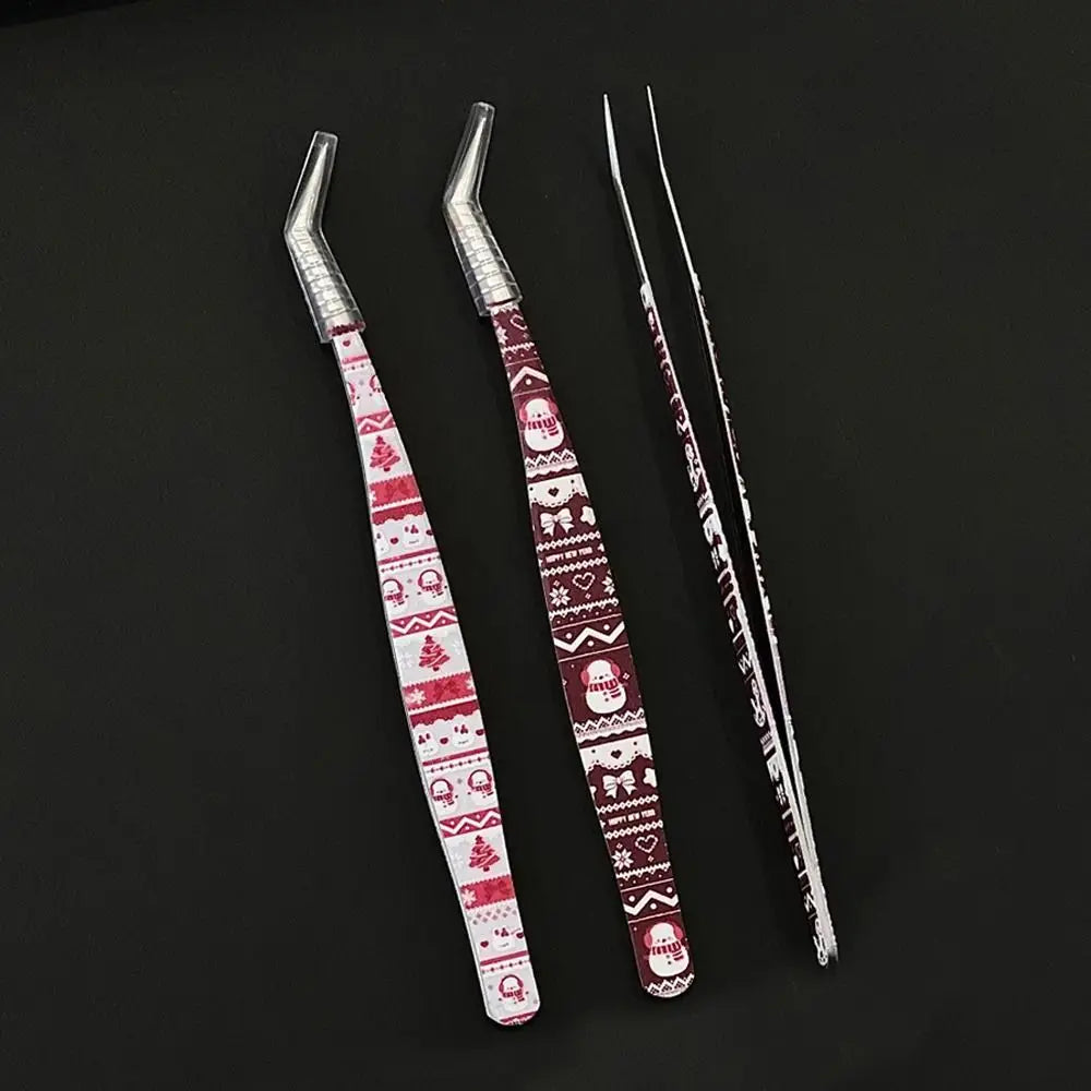 Metal Curved Stickers Tweezers Anti-static Cartoon Lashes Extension Zpaxo