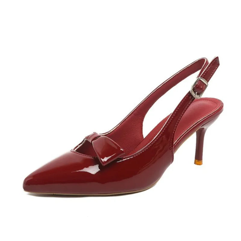 Design Backless Bow Women Heels Sexy Pointed Thin Heel Stripper 35-43
